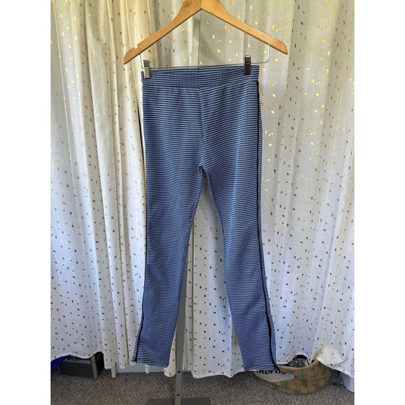 Zara Jacquard Checked Weaved Side Piping Zip Hem Leggings Pull On Pants S - Picture 2 of 8